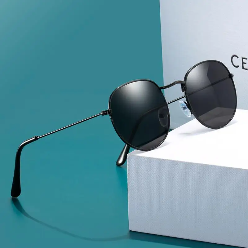 مكافحة الضوء الأزرق موضة البيضاوي الإطار النظارات الشمسية الرجعية التعميم العصرية الرجال والنساء ظلال معدنية المضادة للأشعة فوق البنفسجية 400 كامل حافة نظارات