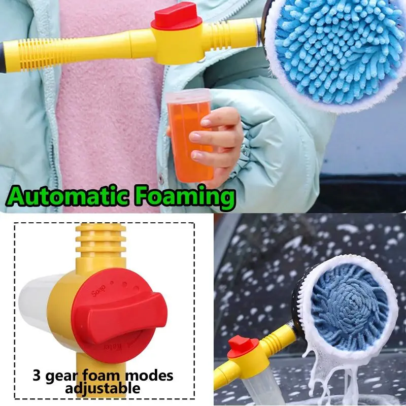 Automatic Rotating Car Wash Brush 360 Degree Automatic Rotating Adjustable Dip Wash Brush High Pressure Washer for Vehicle Clean