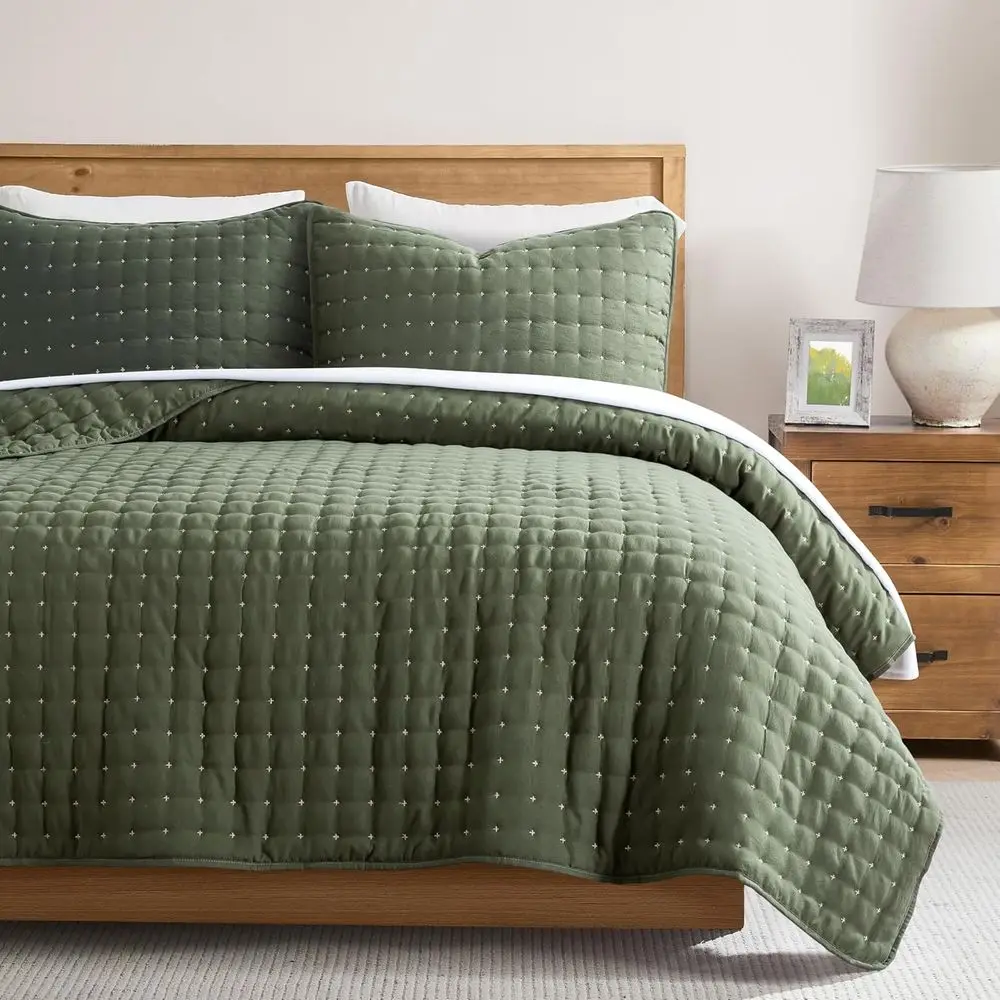

Queen Size Quilts Bedding Sets with 2 Pillow Shams, Lightweight Sot Bedspread Coverlet, Quilted Blanket Thin Comorter Bed Cover