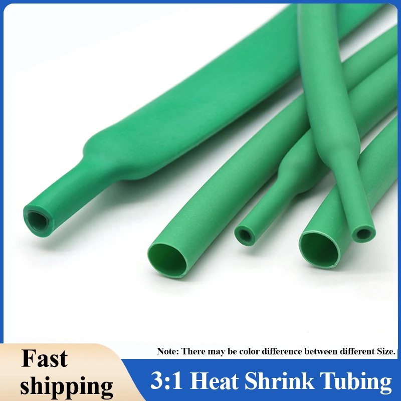 

Green 3:1 Heat Shrink Tube With Glue Double Wall 1.6/2.4/3.2/6.4/7.9/9.5/12.7/15.4/19.1/25.4/30/39mm Heat shrinkable Sheath DIY