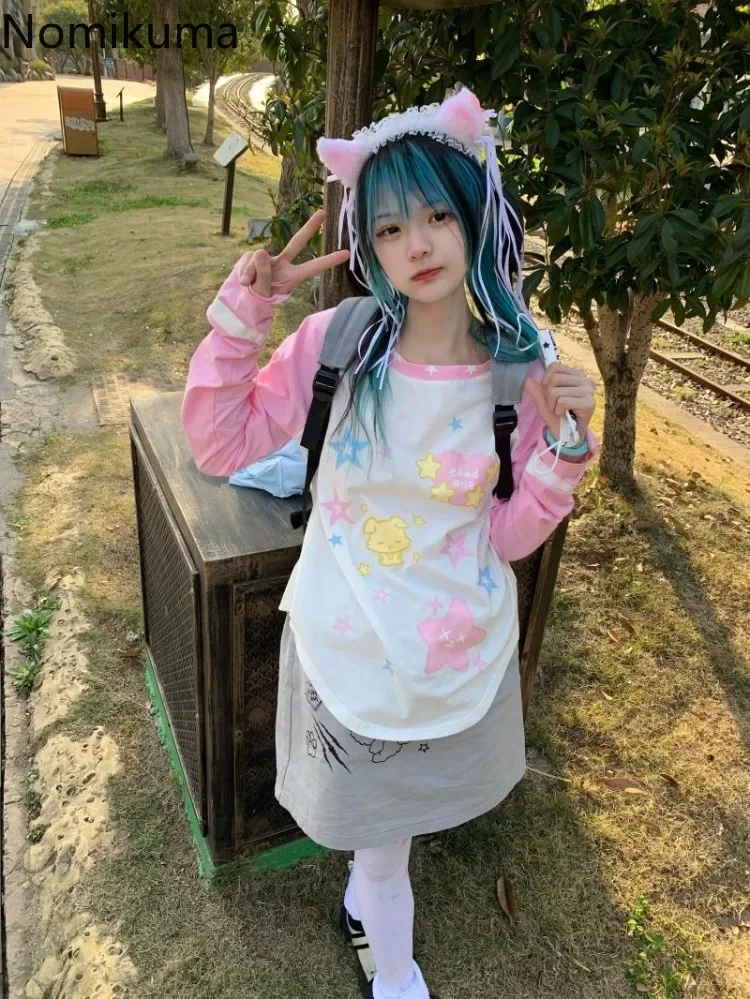 Oversized Tshirts Streetwear Japanese Cartoon Print Tees 2023 Women Clothing Y2k Tops Casual Fashion T-shirt Clothess for Teens