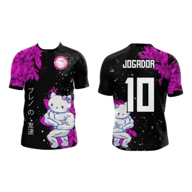 

2025 Summer New American Sweetheart Y2k Hello Kitty3D Printed Round Neck Shirt Adult and Children's Loose T-shirt Fashion Street