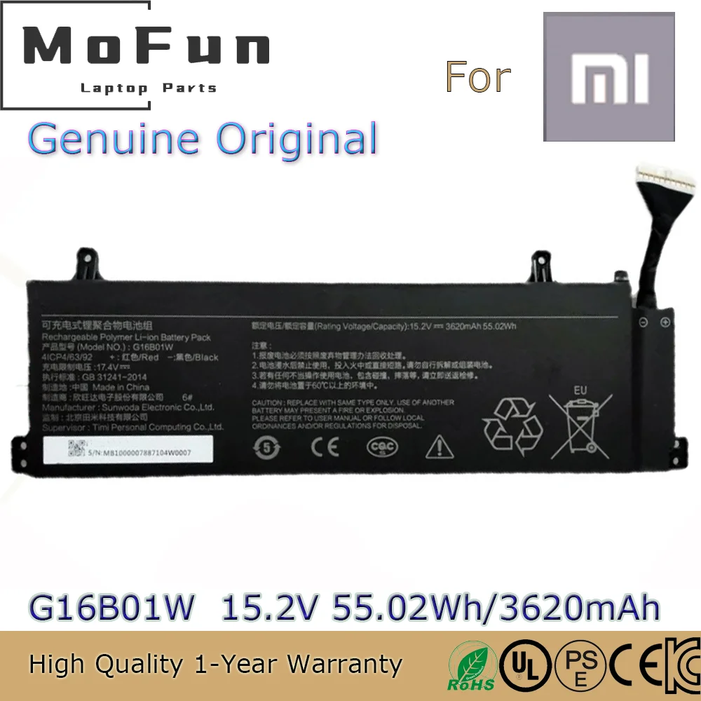 

Brand New Original G16B01W 15.2V 55.02Wh Laptop Battery for Xiaomi Redmi G 16.1 Gaming XMG2003-AB 4ICP4/63/92