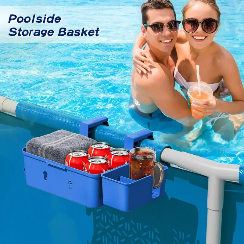 Poolside Storage Basket Swimming Pool Hang Toy Basket Thickened Poolside Organizer For Towels & Beverages Lightweight Swimming