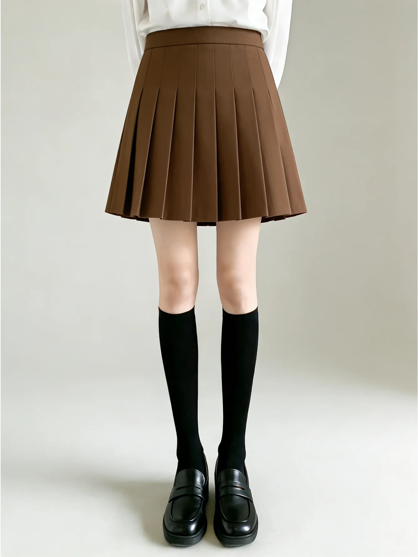 

1 Pair Women Black Solid Knee High Socks Stretchy JK Uniform Style Stockings Spring