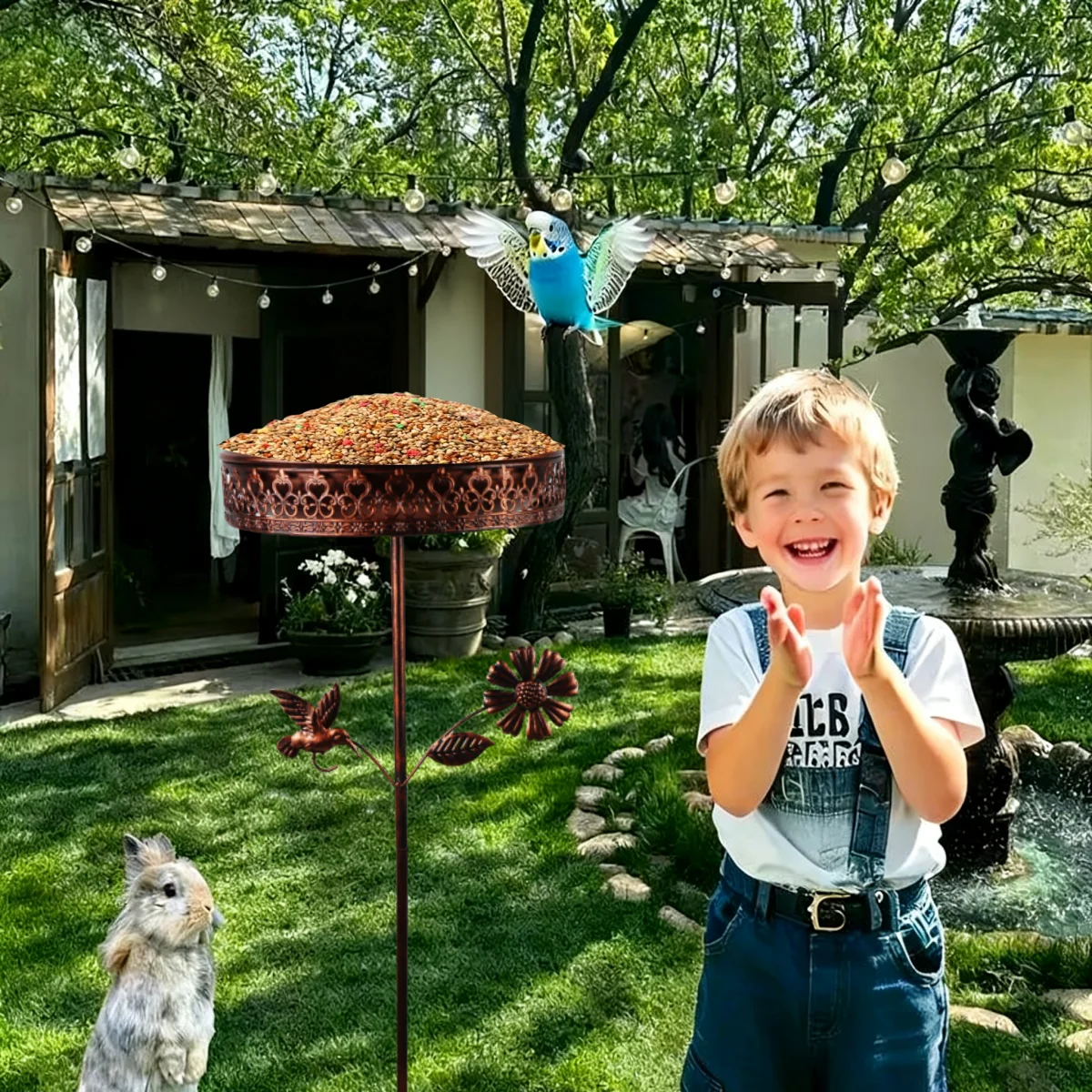 

A Vintage Cast Iron Bird Bath and Feeder, Dual-Purpose, 2025 New Model, Outdoor Rust-Proof, 5-Prong Stable Base, Garden Courtyard Decoration, Bird Drinking and Bathing Station, Easy to Clean, Metal Design, Halloween Christmas Wedding Gift