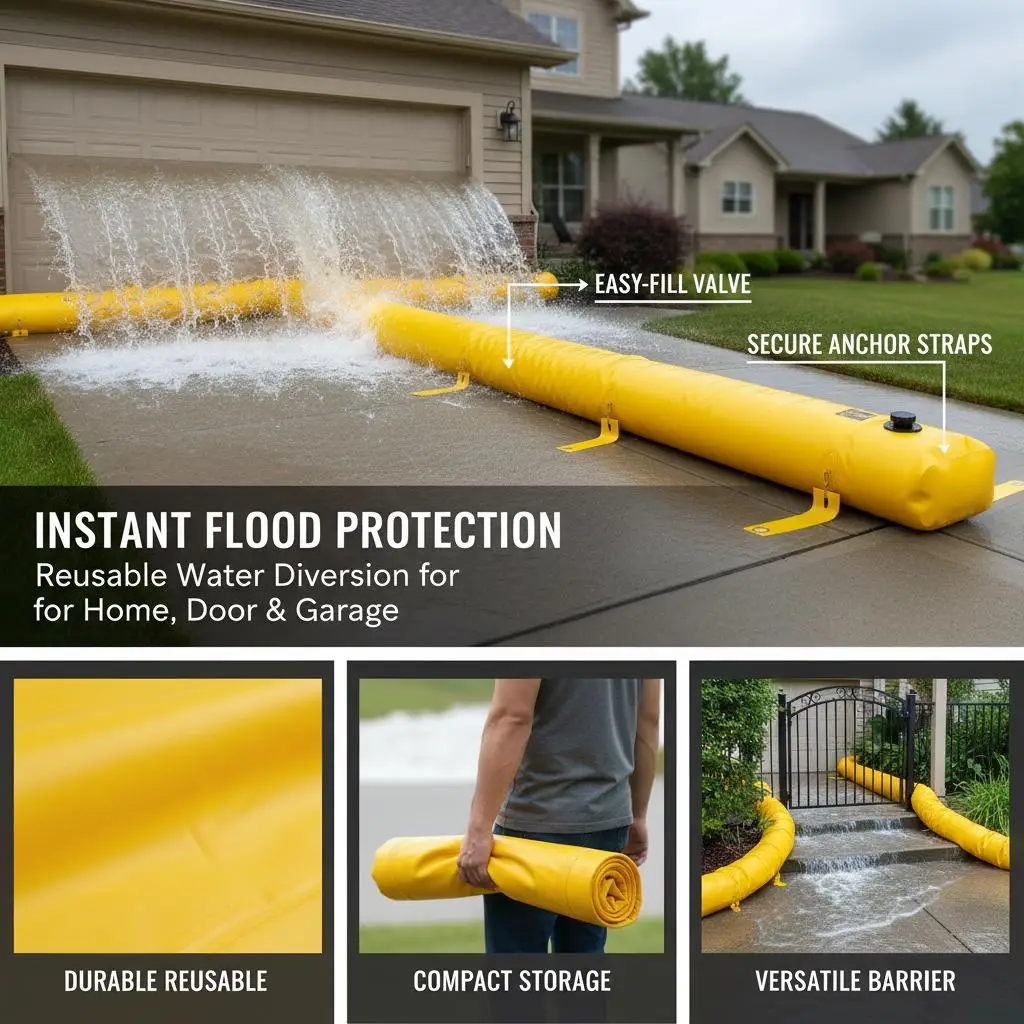Kép 7: Anti-flood Fakorlát 7m X 25cm X 15cm pvc vize fillable anti-flood Olvasottság, újrafelhasználható vize Fakorlát digue Fióküzlet
