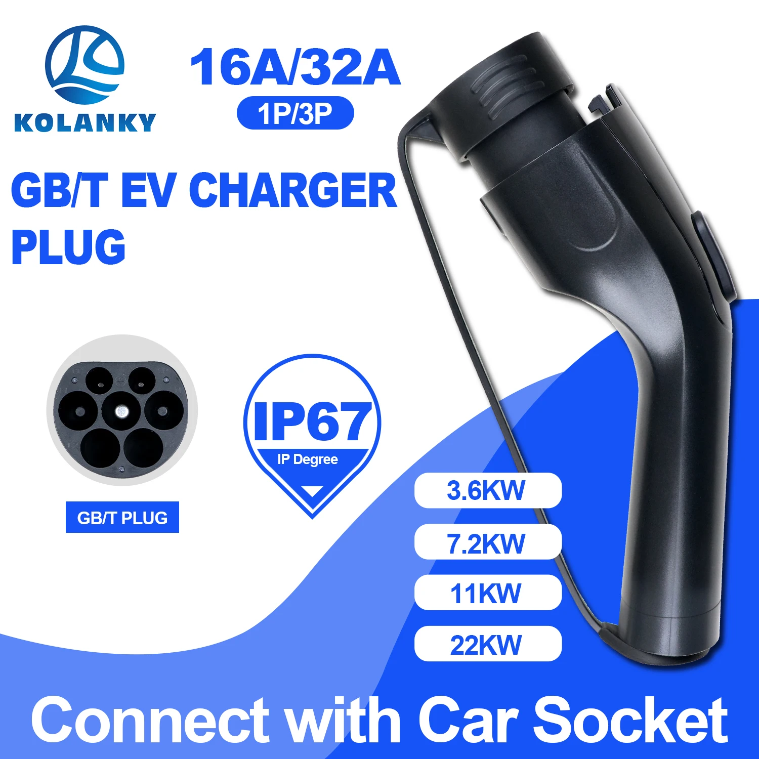 

Kolanky GB/T EV Разъем для замены EVSE для аксессуаров для электромобилей GBT 16A 32A 1/3P Разъем для зарядки EVSE Разъем для зарядного устройства