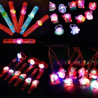 25pcs Party Kids Children Toys Glow Slap Bracelet Finger Ring LED Flash Brooch Clapping Rings Necklace Gift Christmas Festival