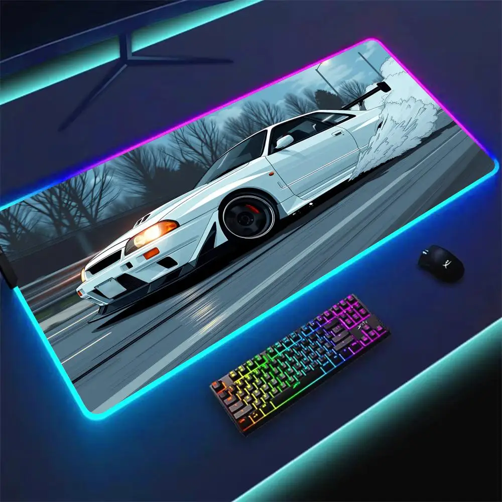 

JDM Cool Sports Car Design RGB Large Mouse Pad Desk Mat Gaming pad Computer mousepad LED Glow Gaming keyboard mouse pads