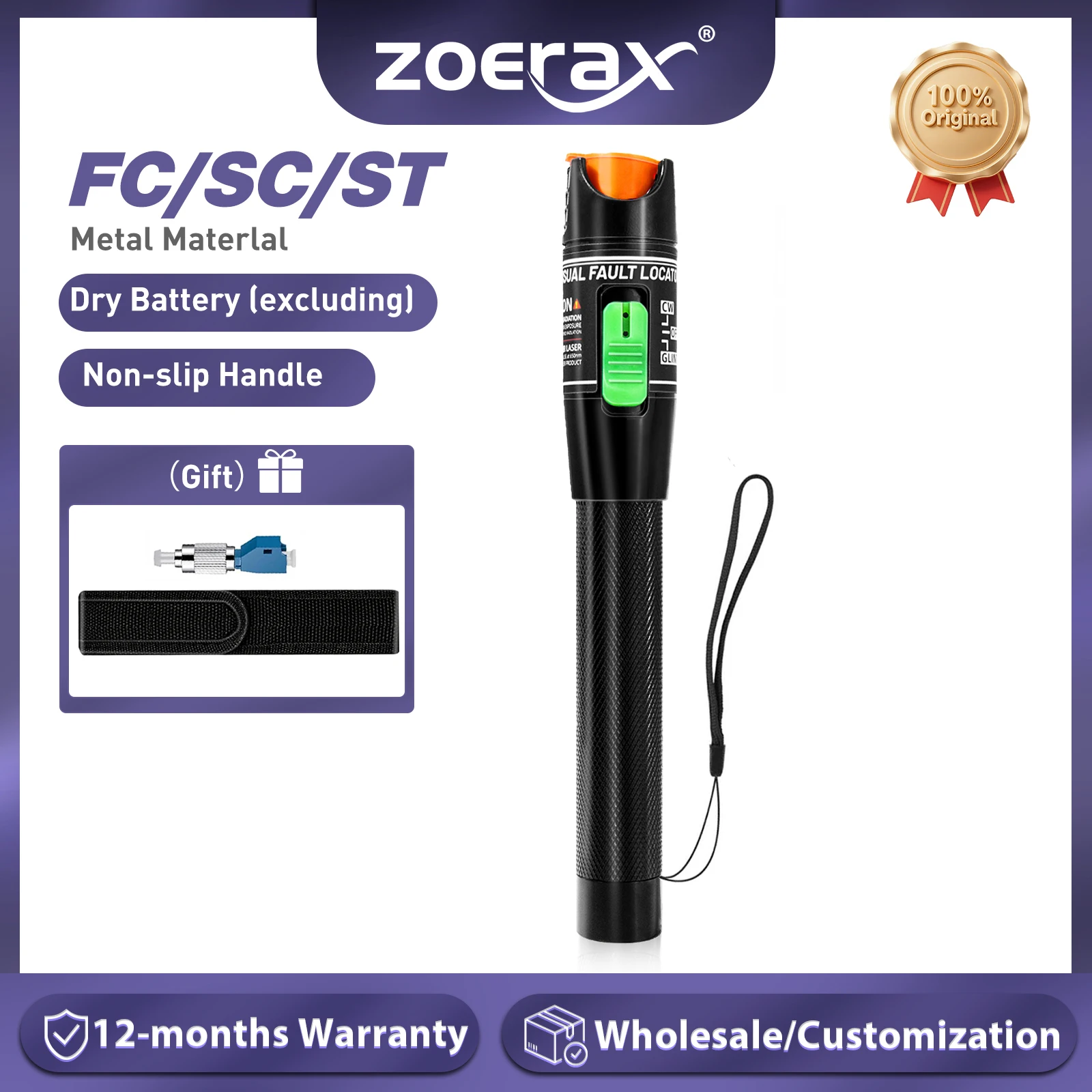 ZoeRax 30MW Visual Fault Locator Fiber Optic Tester 30KM VFL Fiber Optic Cable Tester Meter with FC to LC used for LC/FC/SC/ST