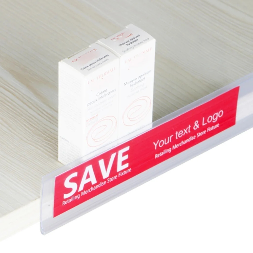 Supermarket Merchandising Flat Data Strip Label Holder Shelf Edge Self Adhesive Price Tag Clip Stick Clear Card Display Sleeve