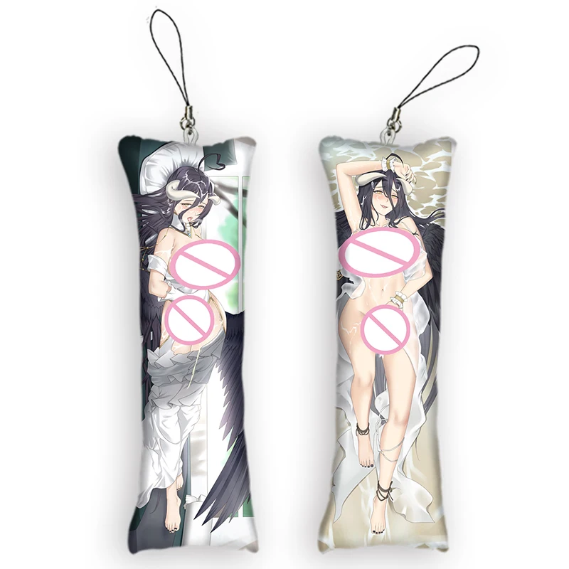 OVERLORD Albedo Mini Dakimakura Pendant Anime Cosplay Keychain Double-Sided Print Hanging Ornament Cute Small Pillow Key Chain