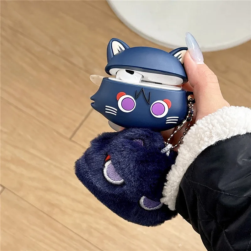 Wanderer Cat Genshin Impact funda para auriculares para AirPods 1 2 3 Pro Pro2 4 auriculares inalámbricos Bluetooth funda para auriculares