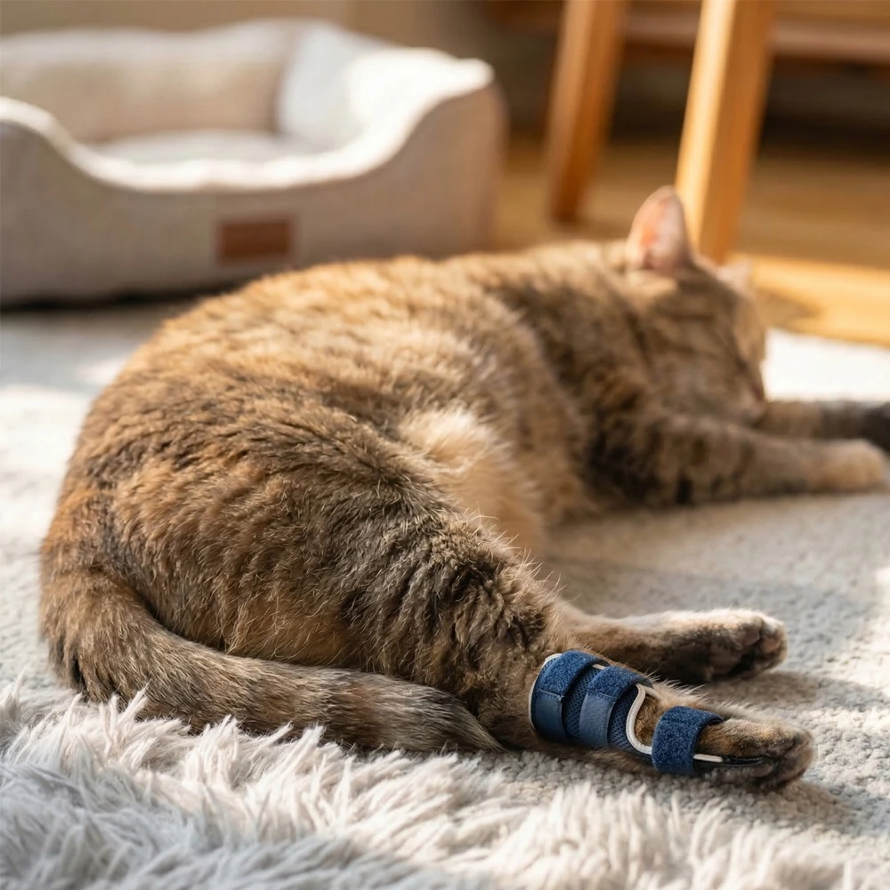 Cat Front Leg Brace for Injury Recovery Adjustable Pet Support Sleeve for Joint Ligament Tear Soft Protective Wrap