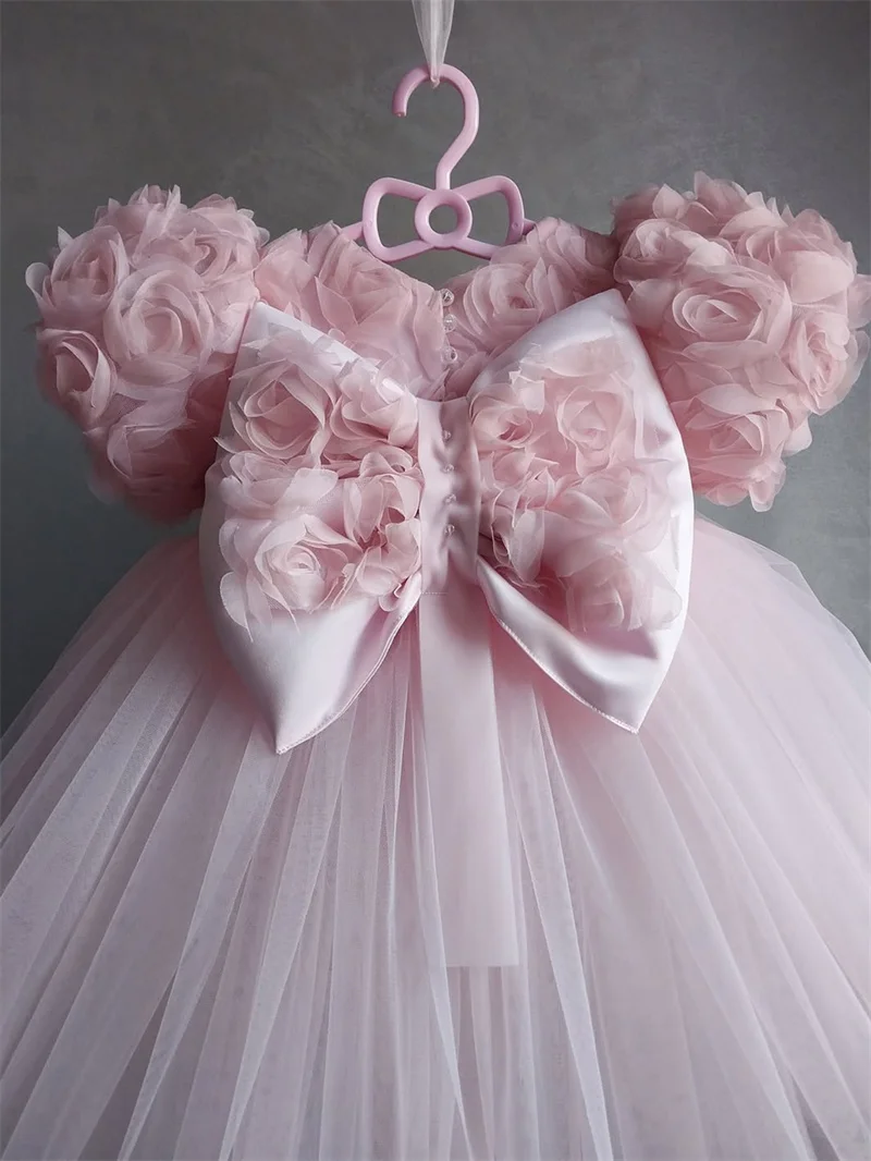 Niños bebé princesa encaje arco tul vestidos de niña de flores vestidos de primera comunión cumpleaños regalo de Navidad boda fiesta cumpleaños
