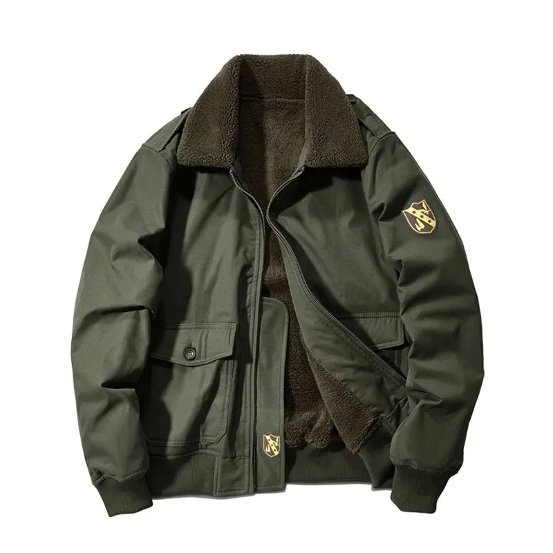 

Winter Fleece-Lined Men's Cotton Jacket Workwear Cotton Padded Coat with Fur Collar Thickened Bomber Cotton Jacket