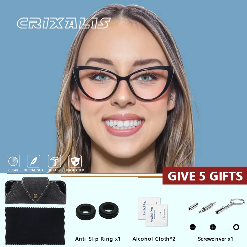 

Очки CRIXALIS Cat eye для женщин с пресбиопией, ультралегкие очки для дальнего зрения, модные очки для чтения по рецепту, диоптрии