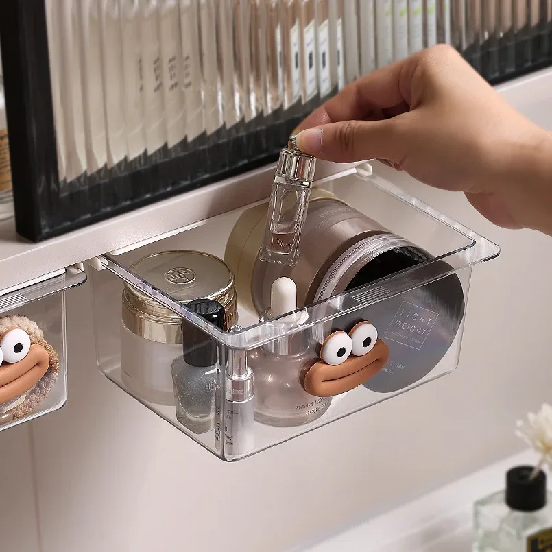 

Transparent Drawer Storage Box Under Mirror Cabinet Oragnizer Bathroom Cotton Stick Makeup Pull-Out Case