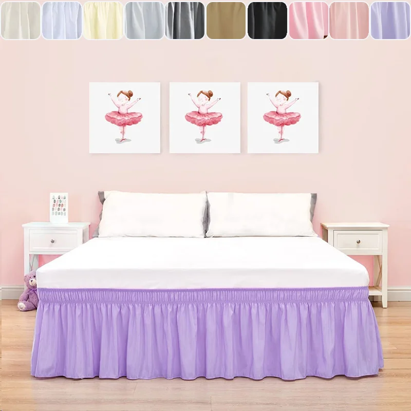 

Spring Elastic All-Wrap Around Bed Skirt Soft Breathable Anti-Wrinkle Fade Resistant Dust Ruffle Bed Cover for Home Hotel Decor