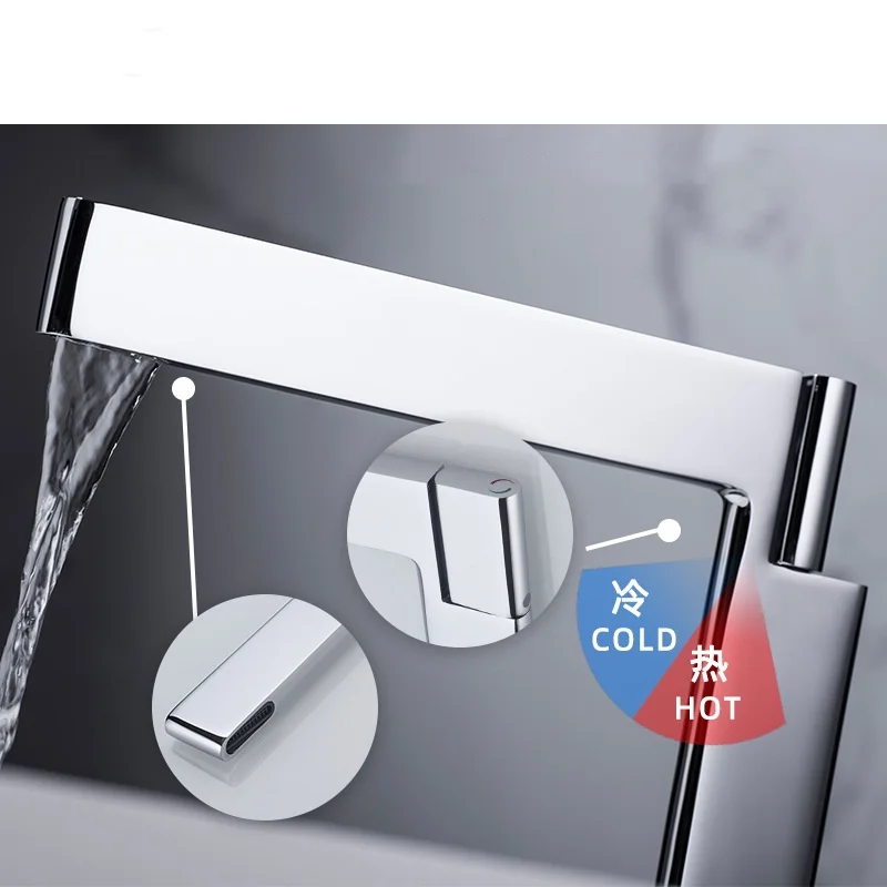 Rubinetto per lavabo Rubinetteria Miscelatore per vasca Rubinetto per lavabo alto alto in ottone cromato grigio con maniglia singola Moda acqua calda fredda