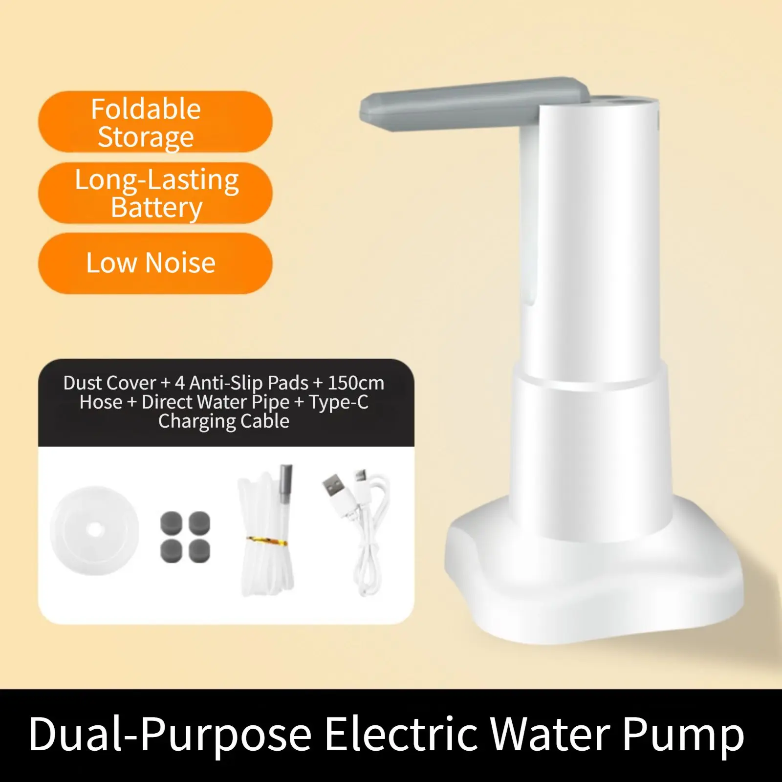 Rechargeable Foldable for Smart Quantitative Water Pump Compatible with For Bottled Water Dispensers for Home Use 5V ABS