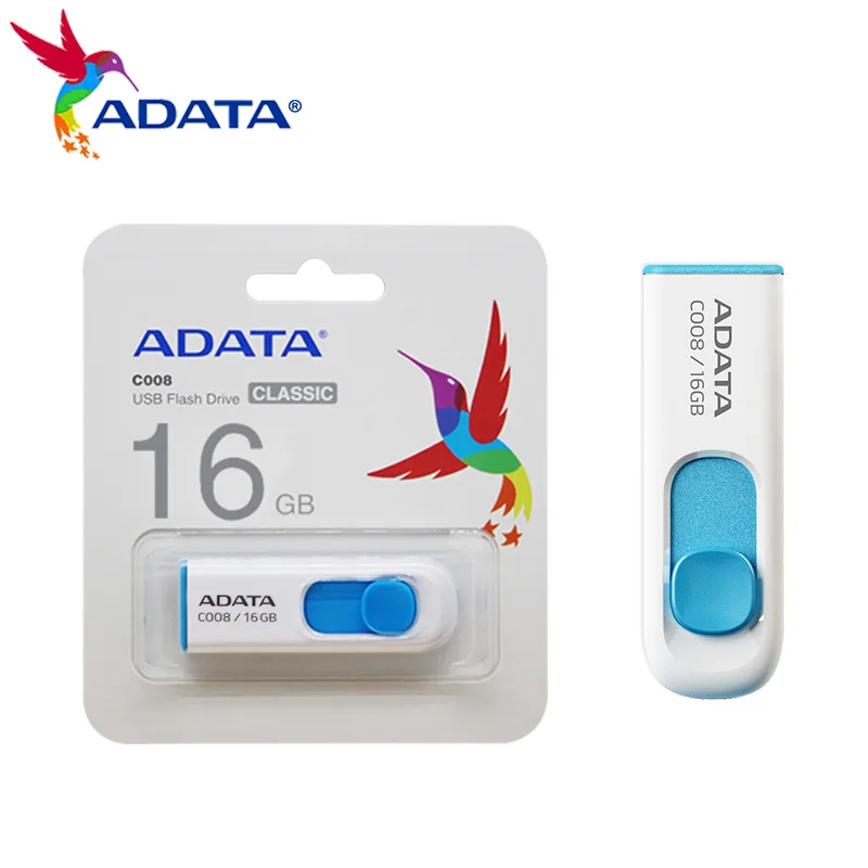 

ADATA C008 USB-накопитель 16 ГБ, 32 ГБ, 64 ГБ, USB2.0, чтение до 100 МБ/с, оригинальный флэш-накопитель, высокоскоростной диск для ПК