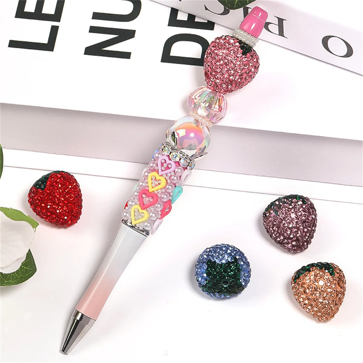 ST51 1Pcs Heavy Industry Strawberry Clay Ball Western Region Princess Nepal Beads DIY Beaded Pen Phone Chain Jewelry Accessories