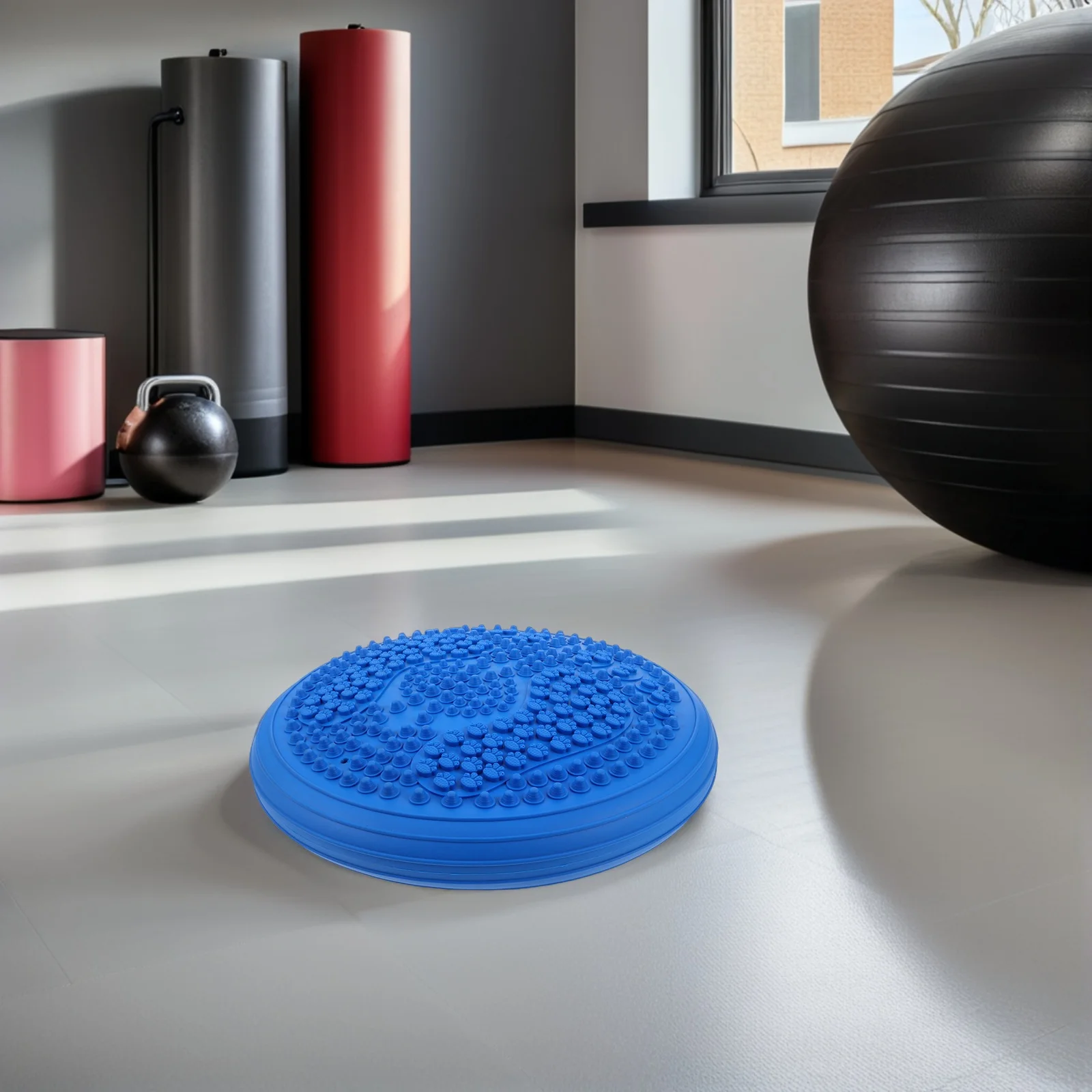 سجادة يوجا مستديرة قابلة للنفخ، وسادة توازن، قرص متذبذب، أزرق سميك، محمول للتدريب على الاستقرار، اللياقة البدنية #4