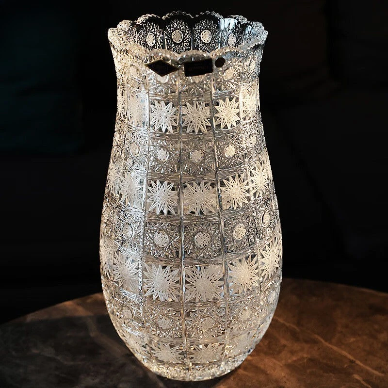 Crystal glass light luxury fine engraved vase living room coffee table