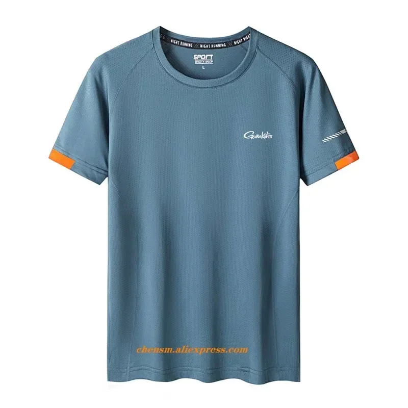 XAMO FOX-ropa de pesca fina para hombre, camisetas informales de manga corta, cuello redondo, secado rápido, Color sólido, 2024