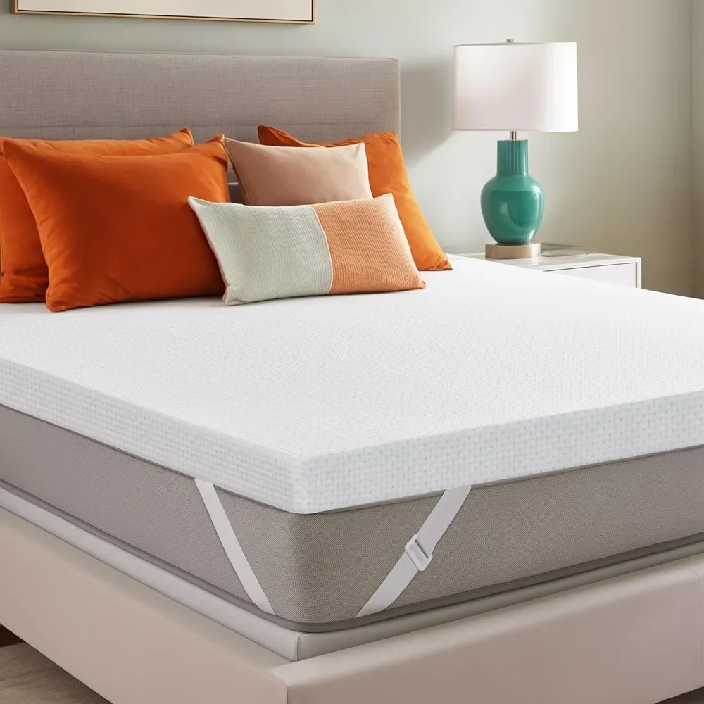 Memory Foam Mattress Topper Queen, 4 Inch Gel Foam Bed Topper with Rayon from Bamboo Cover, Ventilated Mattress Pad for Pressur image 6
