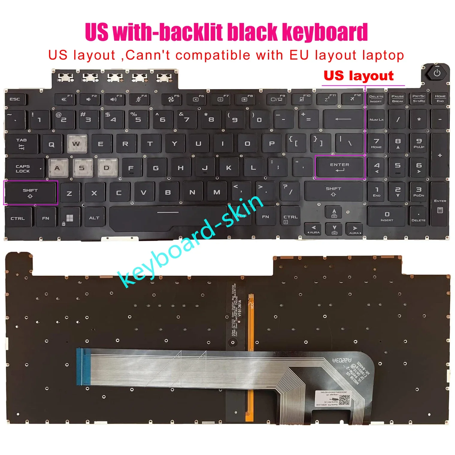 

New US Backlit Keyboard For ASUS TUF Gaming FX506 FX506H FX506L FA506 FA506I FX706 FX706LI FX706H FA706 FA706I
