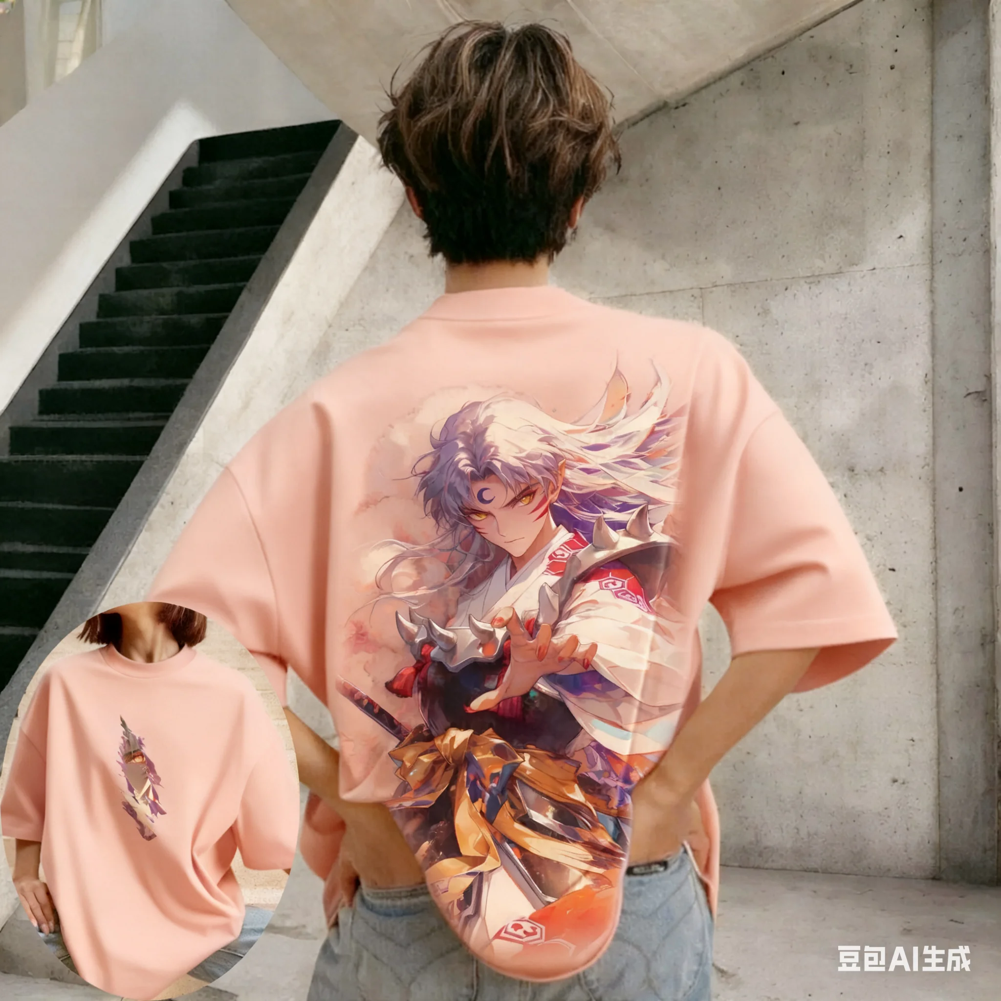 Inuyasha عادية طاقم الرقبة المرأة الوالدين والطفل الاتجاه تي شيرتات قصيرة الاكمام الربيع الصيف المتضخم مريحة Y2k سترة رياضية علوية جديدة #4