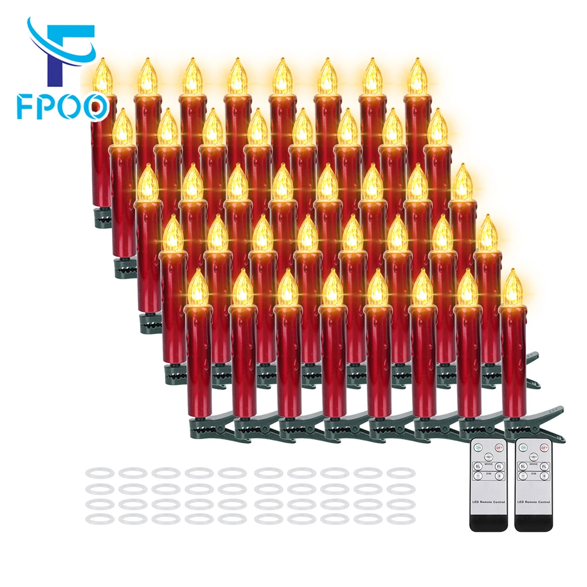 Flameless Flashing LED Christmas Candles, Flashing Fake Candle, Waterproof, Timer Remote, Home Decoration,Valentine's Day, 40Pcs