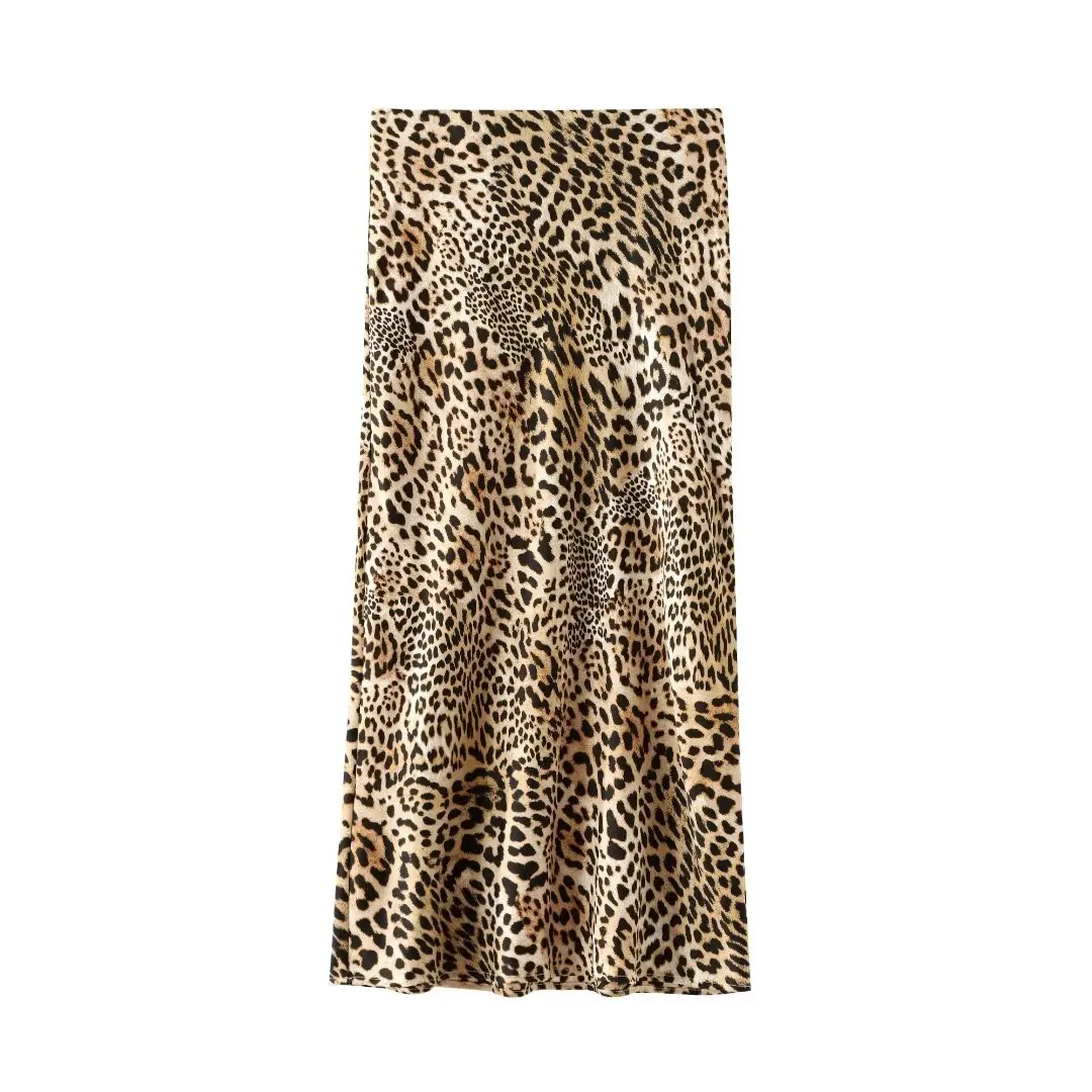 

Women 2024 Spring and Summer New Fashion Animal Print Printed Blended Midi Skirt Chic High Waist Slim All-Match Skirt Mujer