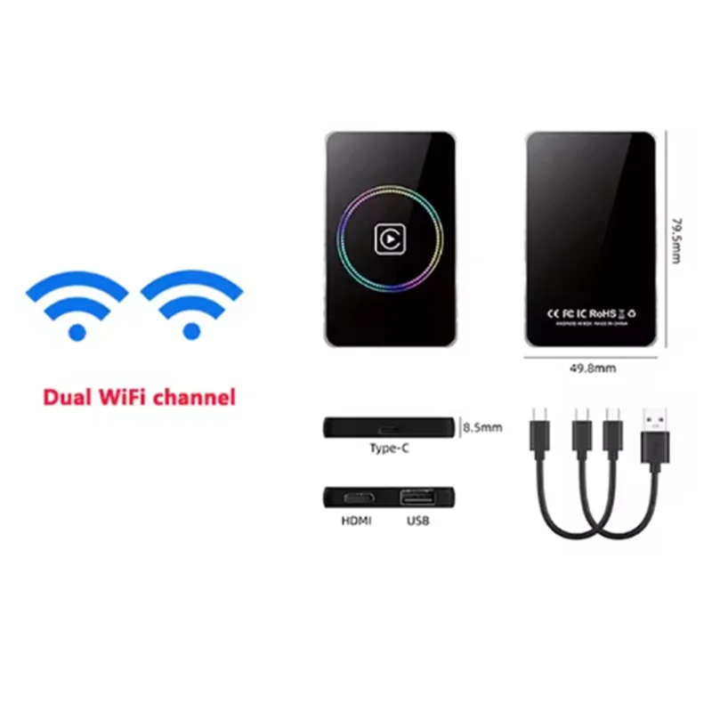 Système de voiture Intelligent AI, Dongle Carplay sans fil, adaptateur automatique Android, systèmes intelligents de voiture, boîtes TV Carplay vers boîte sans fil