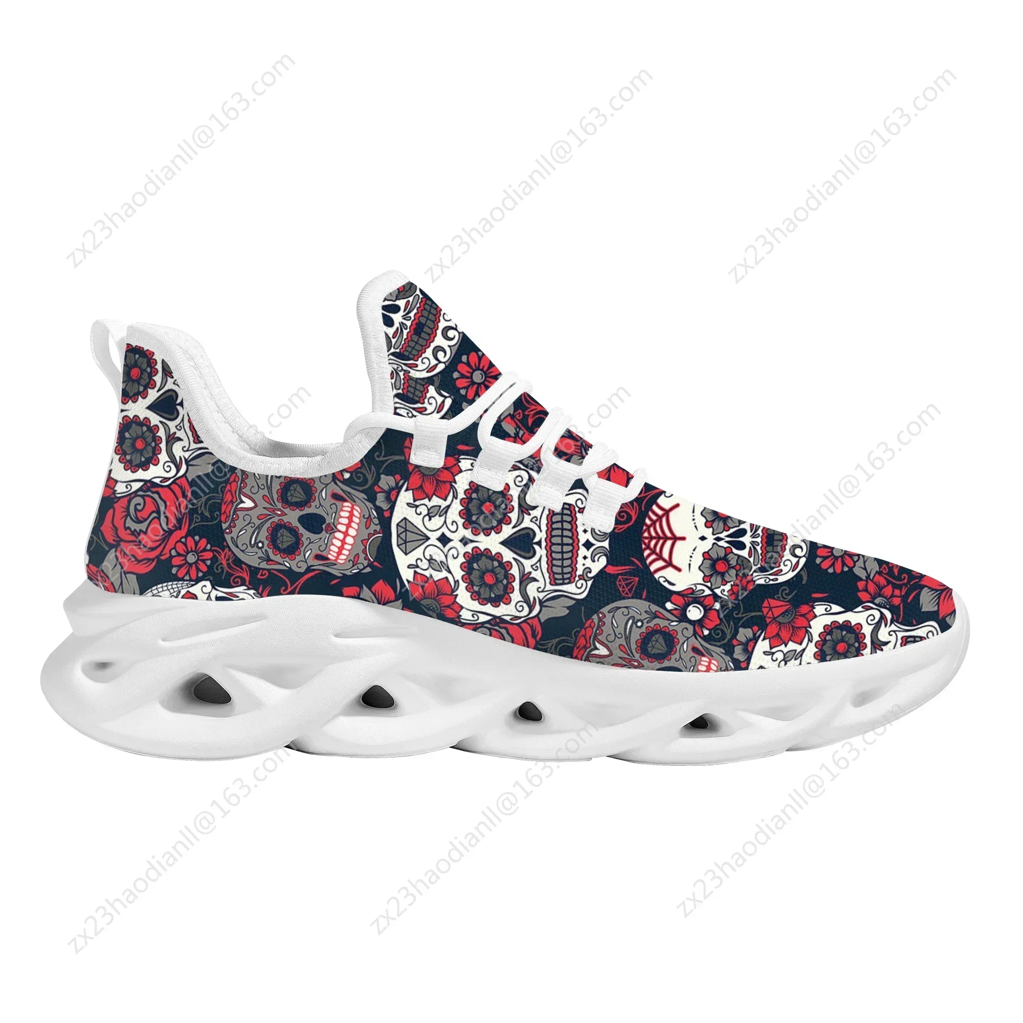 

Horror Sugar Skull Ladies Walking Shoes Fashion Comfortable Non-slip Lace Up Running Shoes Lightweight Outdoor Casual Sneakers