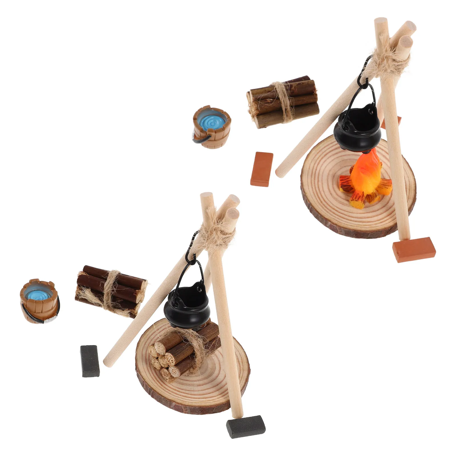 

26Pcs Miniature Campfire Stove Hanging Pot Accessories Realistic Firewood Ornament for Fairy Garden Dollhouse Winter Scene