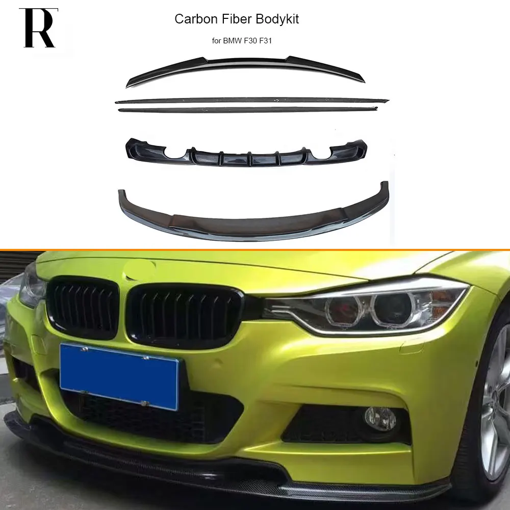 

Комплект из углеродного волокна, передний бампер, разделитель для подбородка и губ, боковая юбка, задний диффузор, спойлер на крыло для BMW F30 F31 M Sports 320 330 340