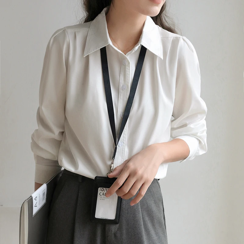 2025 weibliche Business Shirts Koreanische Chic Büro Elegante Frauen Shirts Langarm Bluse Feste Taste Frauen Casual Trend Tops