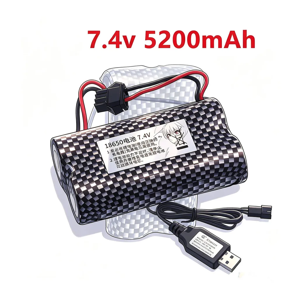 SM-3P Plug for MN99S MN82 MN90  Remote Control Car Battery Parts 2S 18650 20C 7.4V 5200mAh Li-ion Battery For MN128 MN78 LC79