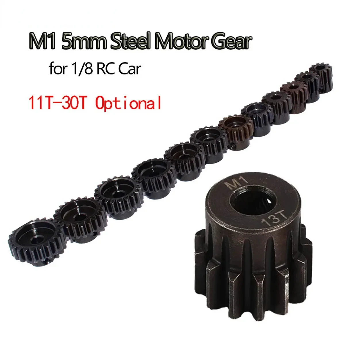 M1 5mm 11t 12t 13t 14t 15t 16t 17t 18t 19t 20t 21t 22t 23t 24t 25t 26t 27t 28t 29t 30t Steel Pinion Motor Gear for 1/8 RC Car