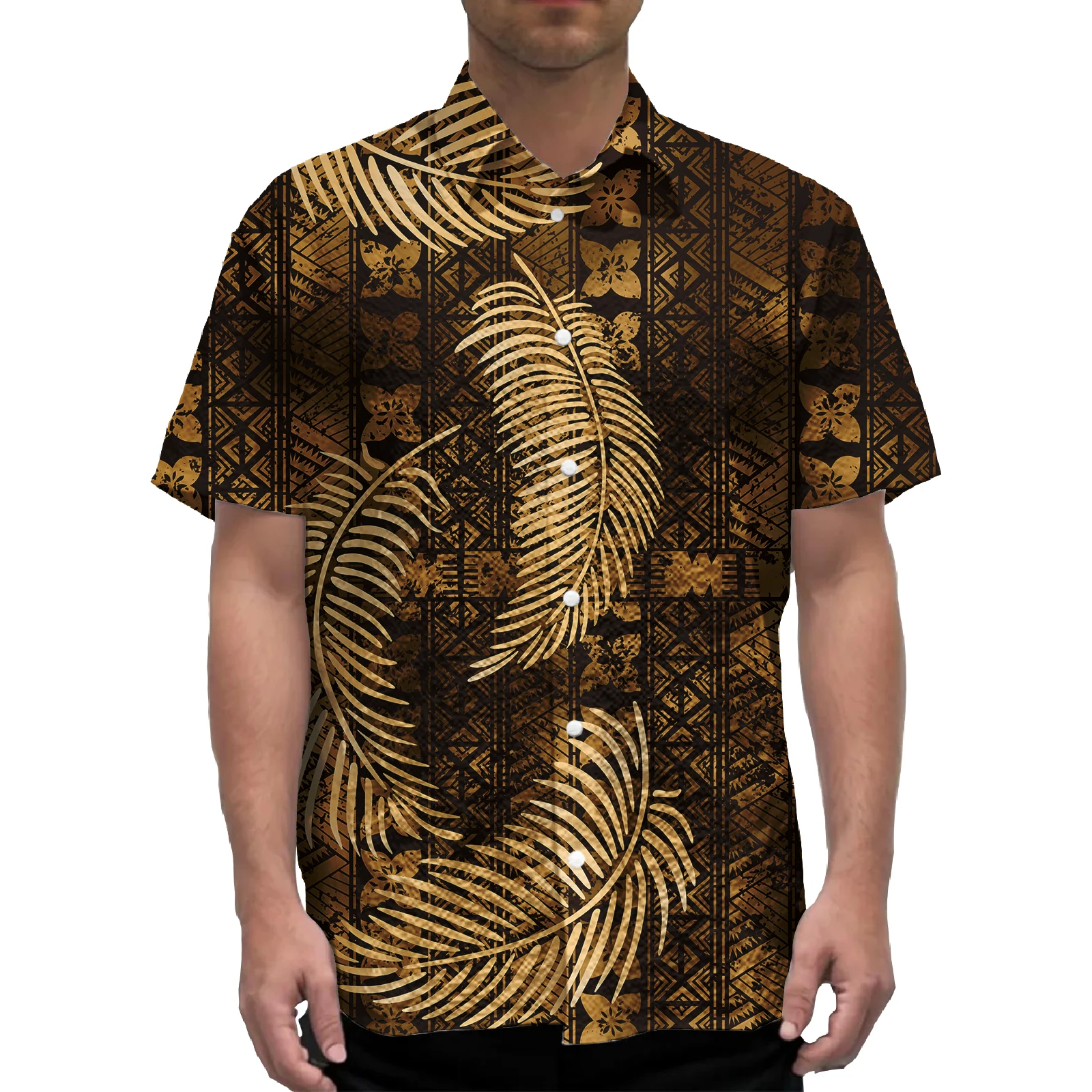 

Vintage polynesian print men's shirts hawaiian aloha shirt design floral men clothing custom print button down shirts for men