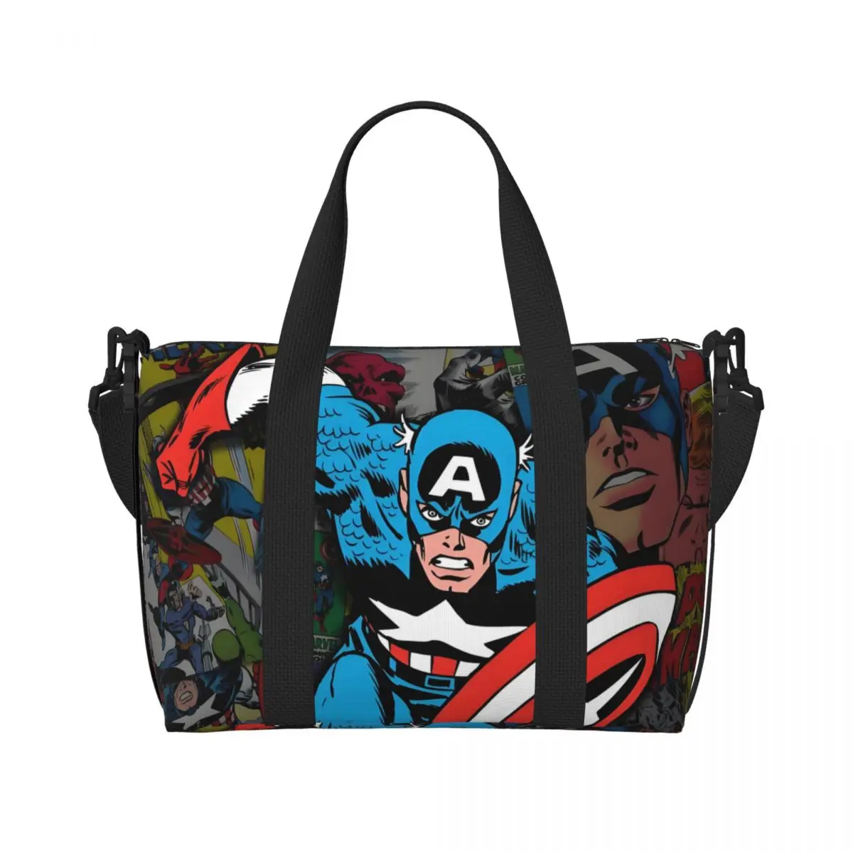 Custom Captain America Colorful Graffiti Groceries Tote Shopping Bags Women Large Capacity Comics Design Beach Gym Travel Bags