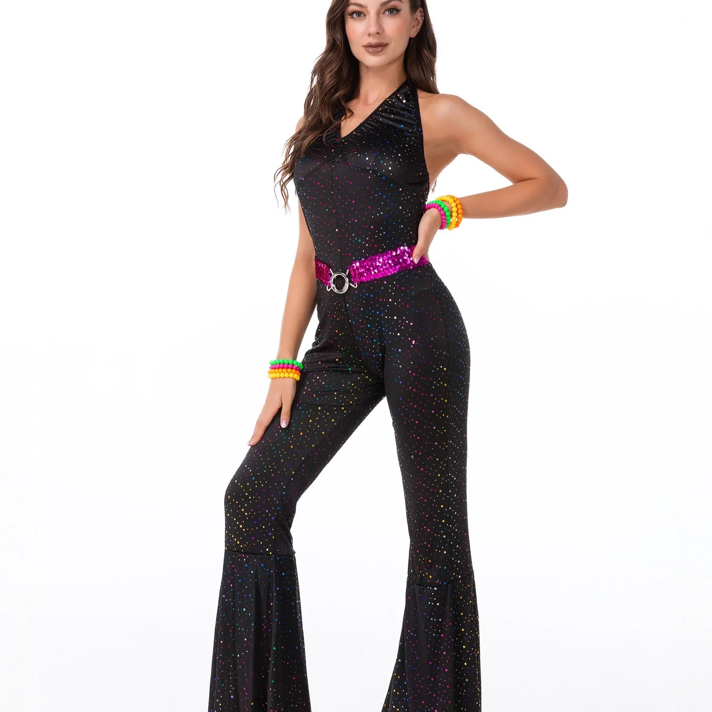 

Новинка 2025 года, Хэллоуин для взрослых, потому что дискотека, хип-хоп, певица, пара, танцевальный костюм, сценический костюм, традиционный китайский этнический костюм...