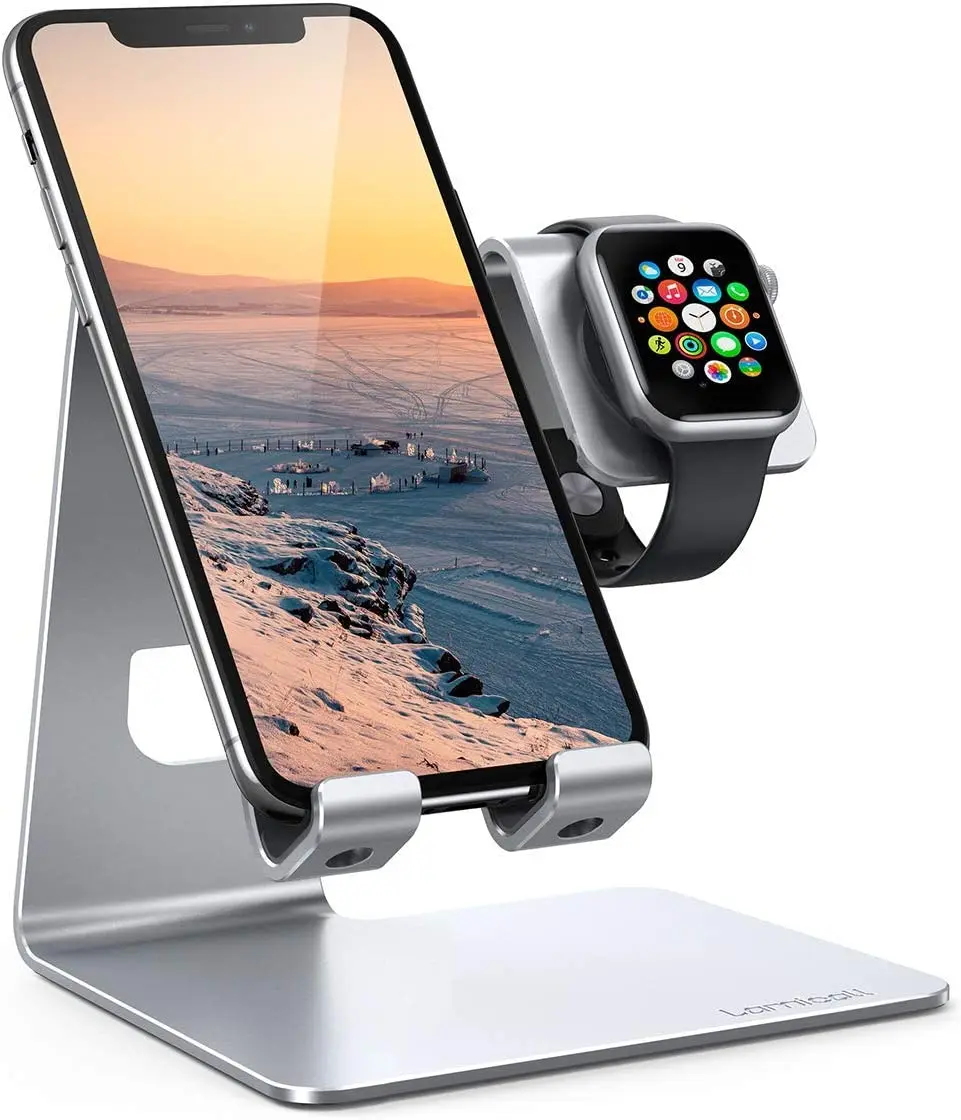 

Stand for Apple Watch Phone Holder 2 in 1 : Lamicall Desktop Stand Holder Charging Station Dock Compatible with Apple Watch SE S