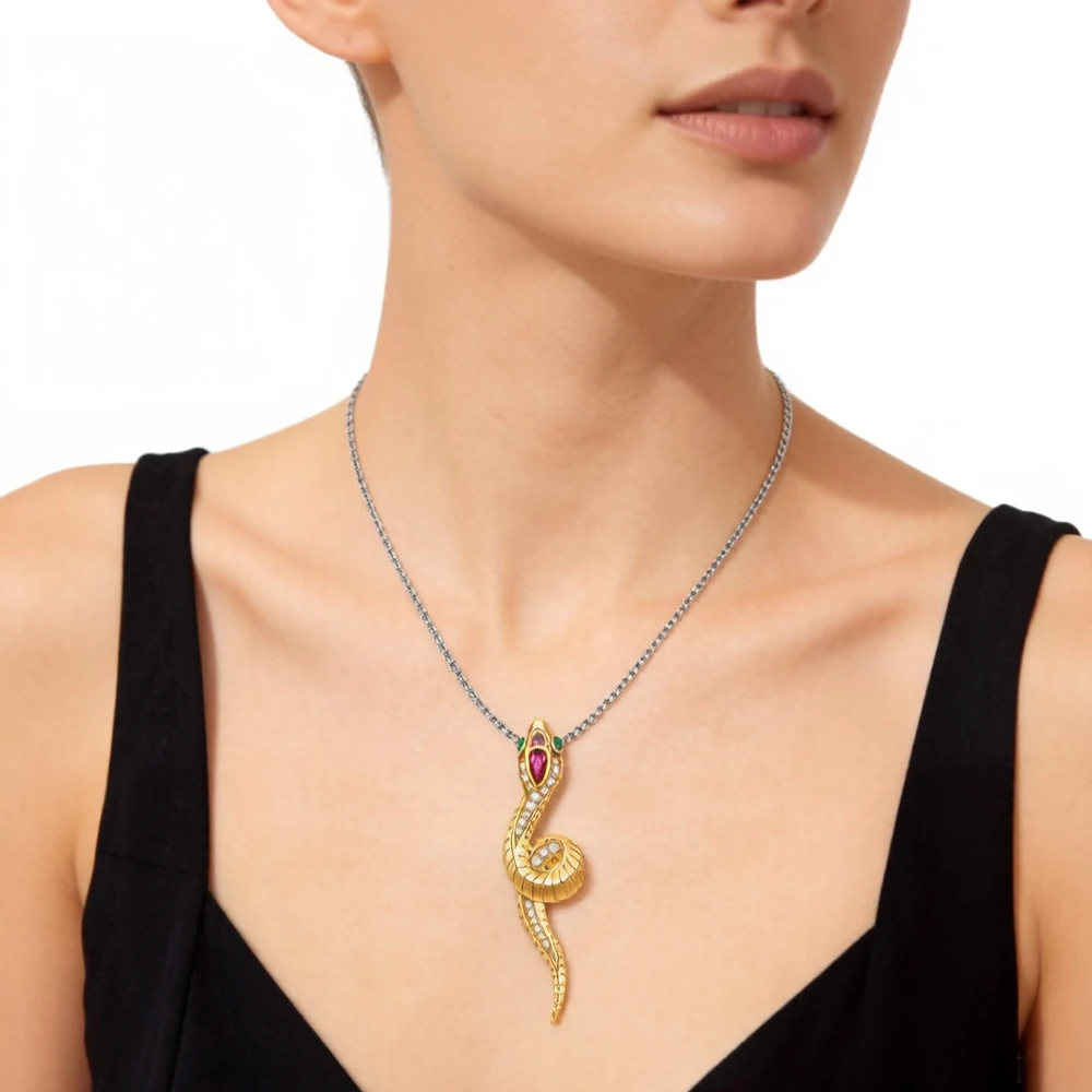 Pendant Seductive Looks Snake Summer Brand New Fine Jewelry Europe Golden S925 Sterling Silver Gift For Woman