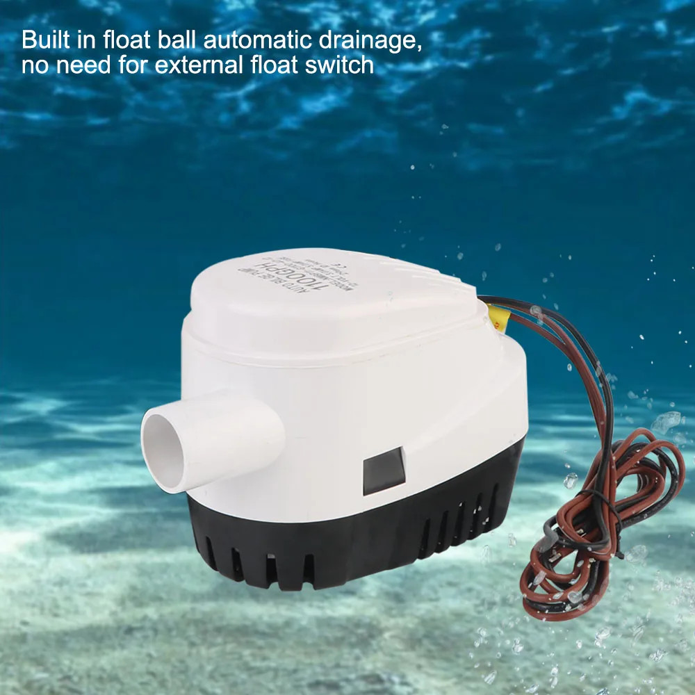 Yacht Boat with Fuse Small Motor Seaplane Submersible Water Electric Pump Automatic Boat Bilge Pump DC 12V/24V Volt Auto 1100GPH