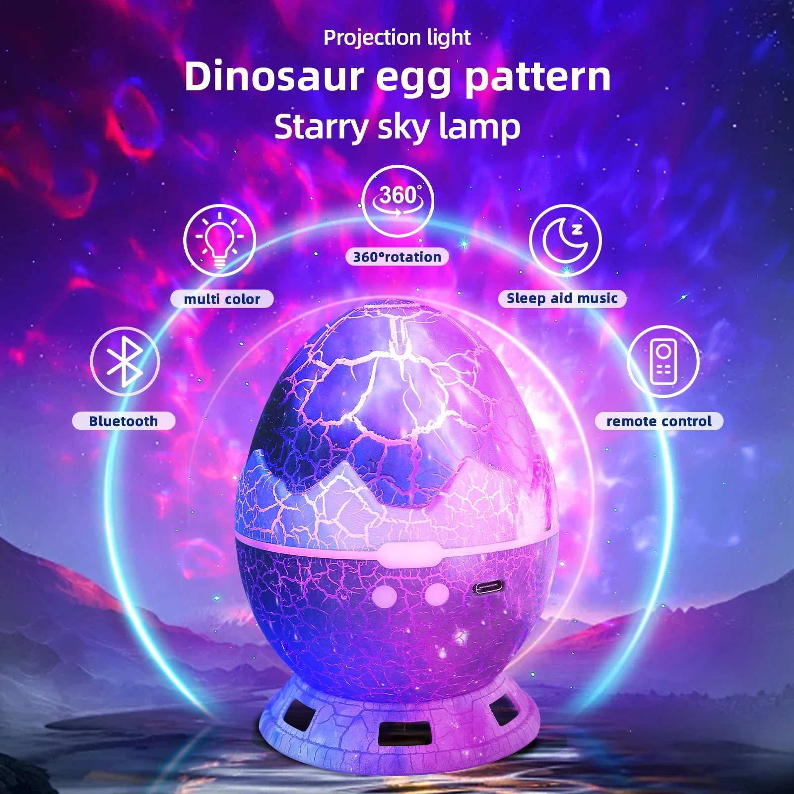 Dinosaur Egg Galaxy Projector-Space Buddy Star Projector Night Light for Kids Adults Bedroom Astronaut Projector with Bluetoot